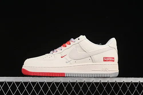 All categories Nk Air Force 1 Air Force series Nk Air Force 1 Low Air Force low top Nike Air Force 1'07 Low Supreme co-branded red and gray Air Force 1 low top casual sneakers XX3168-157